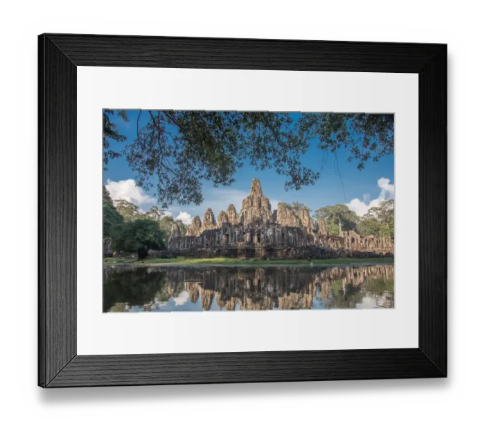 Framed Print : Ancient Bayon temple, Angkor Thom, the most popular tourist attraction in Siem reap, Cambodia