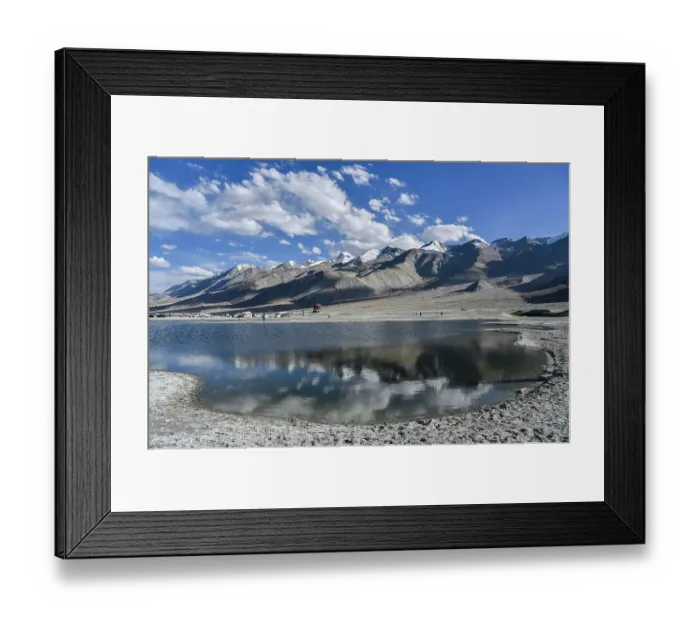 Framed Print : Reflection View of mountain at Pangong Lake with blue sky in summer, Leh Ladakh, North India Framed Print : Reflection View of mountain at Pangong Lake with blue sky in summer, Leh Ladakh, North India