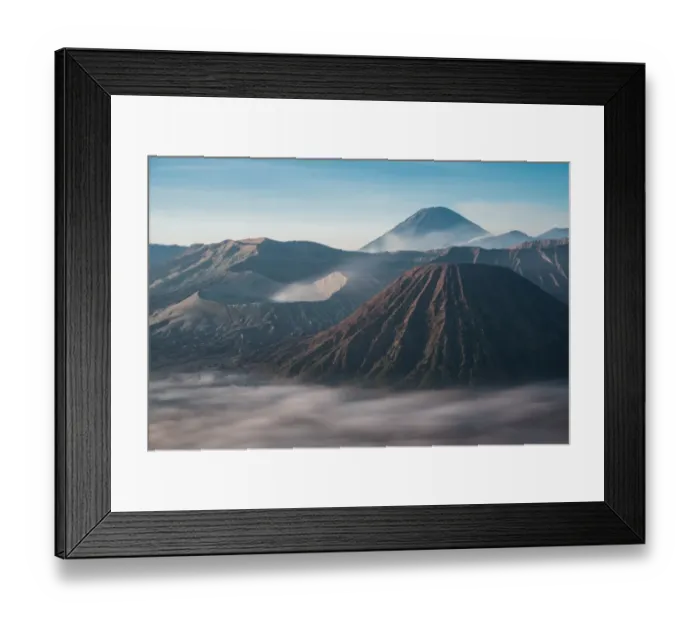 Framed Print : Gunung Bromo mountain active volcano with mt batok and mt semeru famous place in the morning fog. east java, indonesia Framed Print : Gunung Bromo mountain active volcano with mt batok and mt semeru famous place in the morning fog. east java, indonesia