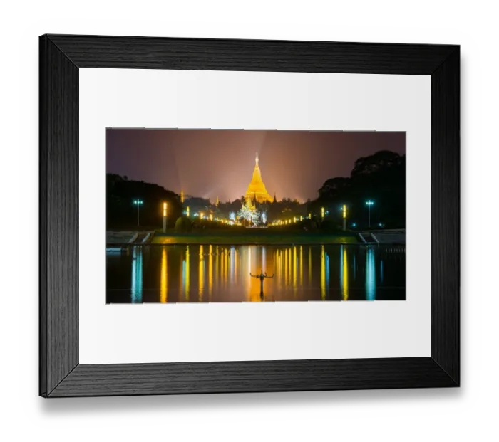 Framed Print : reflection of shwedagon pagoda yangon myanmar Framed Print : reflection of shwedagon pagoda yangon myanmar