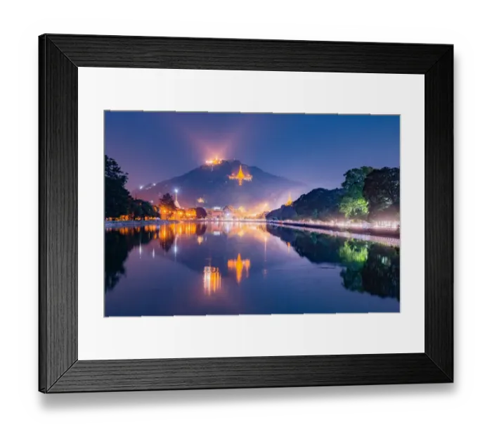 Framed Print : mandalay hill reflcetion myanmar