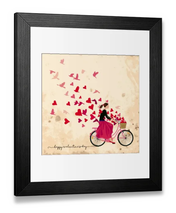 Framed Print : Bike-riding girl sends feelings of love and freedom Framed Print : Bike-riding girl sends feelings of love and freedom
