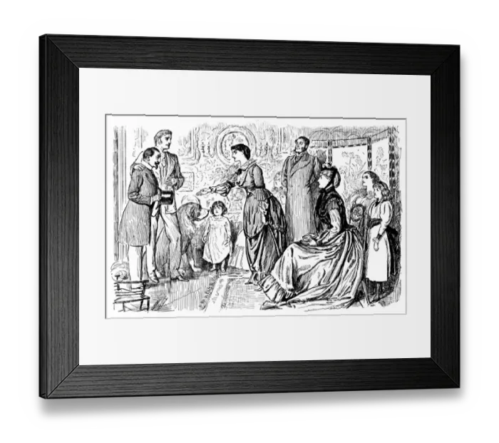 Framed Print : Nineteenth century gentleman being introduced to a family Framed Print : Nineteenth century gentleman being introduced to a family