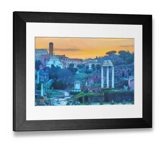 Framed Print : The ruins of Temple of Castor and Pollux and Arch of Titus at dawn in the Roman Forum, Rome, Italy Framed Print : The ruins of Temple of Castor and Pollux and Arch of Titus at dawn in the Roman Forum, Rome, Italy