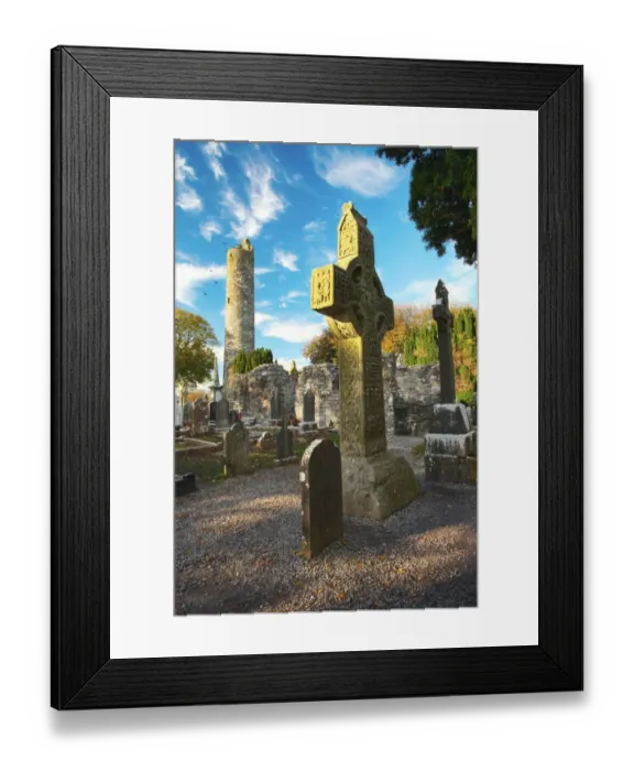 Framed Print : High Cross and Round tower at Monasterboice, County Loath, Rep. of Ireland Framed Print : High Cross and Round tower at Monasterboice, County Loath, Rep. of Ireland