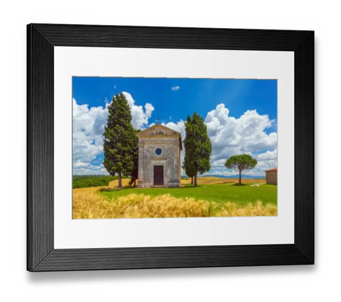 Framed Print : Tuscan landscape with the Capella di Vitaleta in the summer Framed Print : Tuscan landscape with the Capella di Vitaleta in the summer