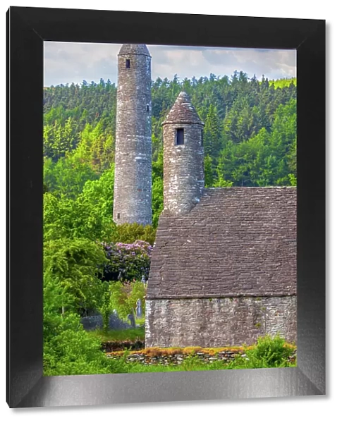 The Round Tower in Glendalough monastic site, County Wicklow, Ireland