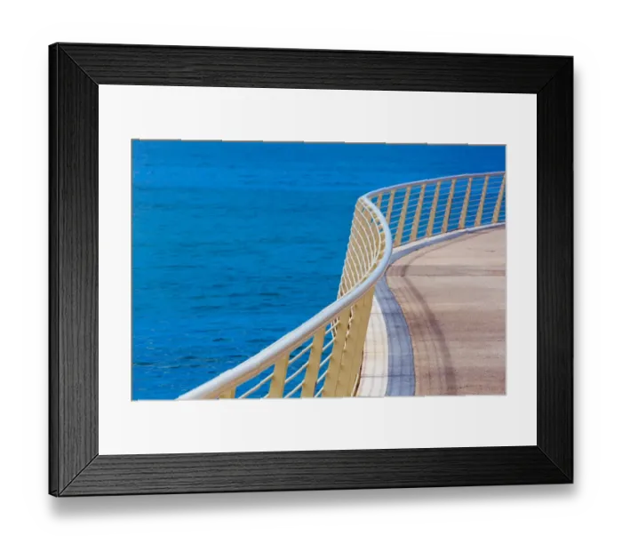 Framed Print : Sea with with white bannister, abstract seascape Framed Print : Sea with with white bannister, abstract seascape