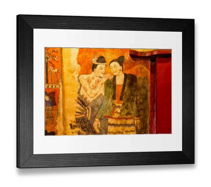 Framed Print : The famous mural painting walls in Wat Phumin, Nan province of Thailand Framed Print : The famous mural painting walls in Wat Phumin, Nan province of Thailand