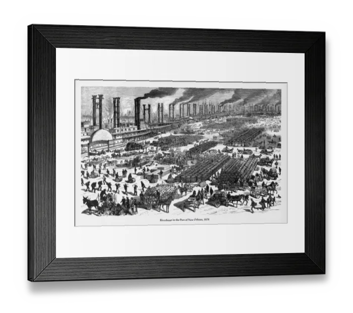 Framed Print : Riverboats in the Port of New Orleans Victorian Engraving, 1878 Framed Print : Riverboats in the Port of New Orleans Victorian Engraving, 1878