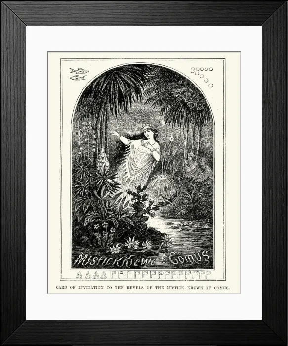 Framed Print : Invitation card to revels of the mistick krewe of comus Framed Print : Invitation card to revels of the mistick krewe of comus