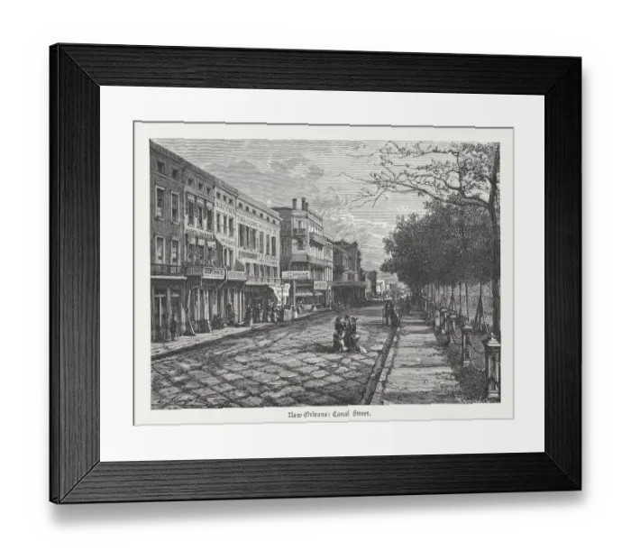 Framed Print : Canal Street in New Orleans, wood engraving, published in 1880 Framed Print : Canal Street in New Orleans, wood engraving, published in 1880