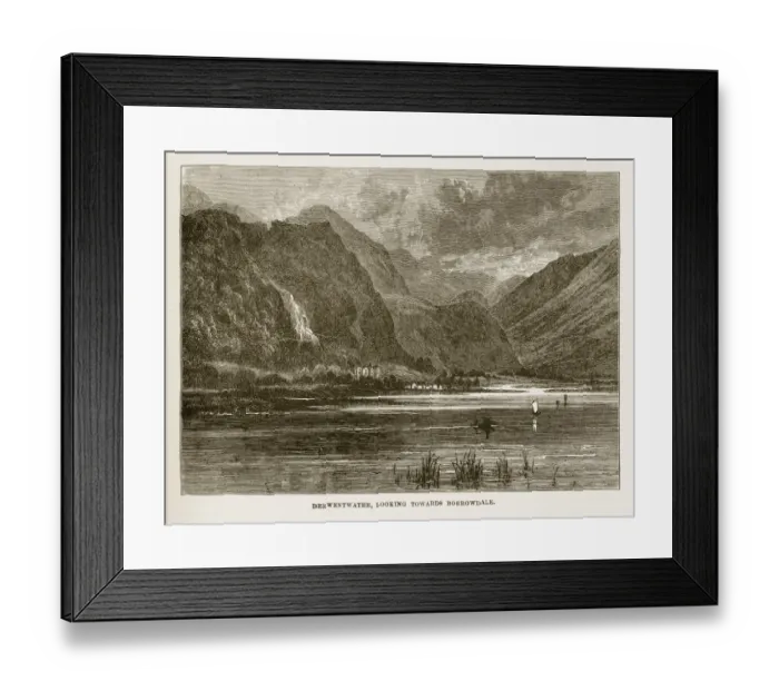 Framed Print : Derwent water and Borrowdale, Keswick, England Victorian Engraving, 1840 Framed Print : Derwent water and Borrowdale, Keswick, England Victorian Engraving, 1840