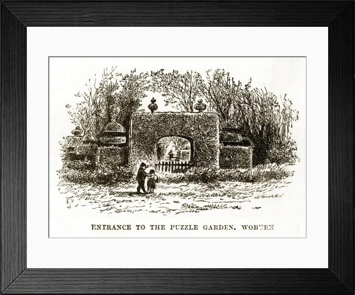 Framed Print : Puzzle Garden Entrance, Woburn, England Victorian Engraving, Circa 1840 Framed Print : Puzzle Garden Entrance, Woburn, England Victorian Engraving, Circa 1840