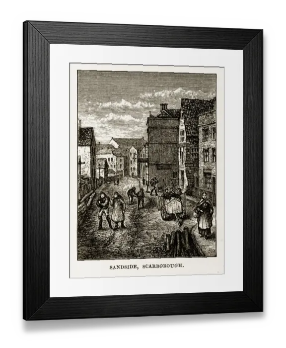 Framed Print : Sandside Scarborough in Yorkshire, England Victorian Engraving, Circa 1840