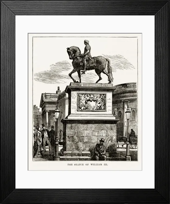 Framed Print : Statue, King William III, Dublin, Ireland Victorian Engraving, Circa 1840 Framed Print : Statue, King William III, Dublin, Ireland Victorian Engraving, Circa 1840