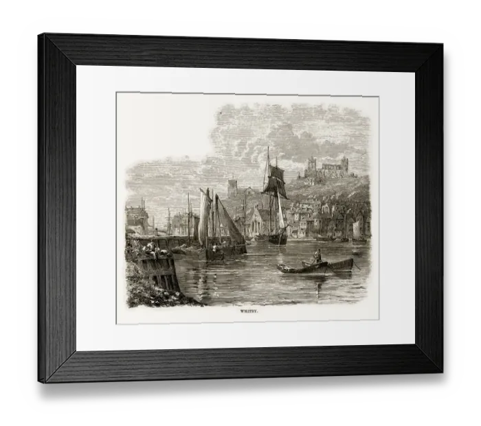 Framed Print : Fishing Village of Whitby in Yorkshire, England Victorian Engraving, Circa 1840 Framed Print : Fishing Village of Whitby in Yorkshire, England Victorian Engraving, Circa 1840