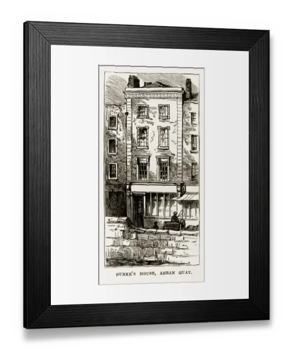 Framed Print : Arran Quay, Home of Edmund Burke, Dublin, Ireland Victorian Engraving, Circa 1840