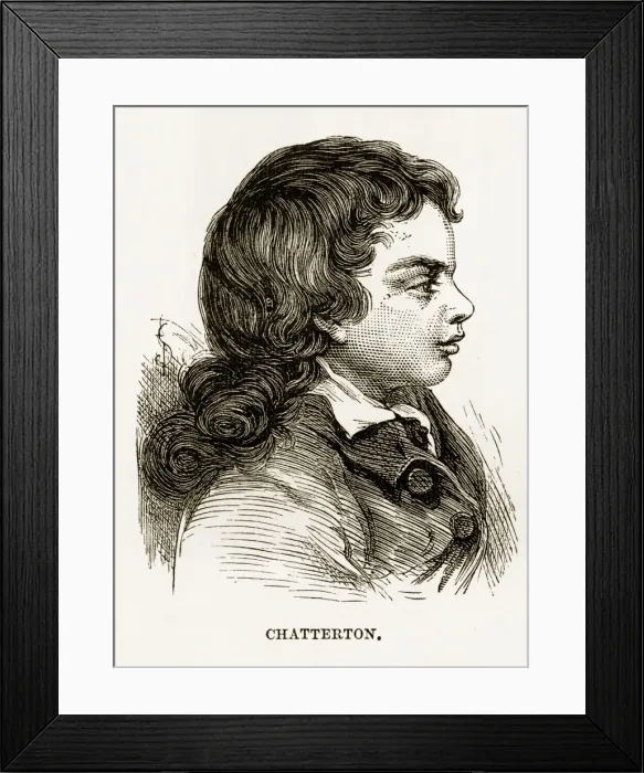 Framed Print : Thomas Chatterton Portrait, England Victorian Engraving, Circa 1840 Framed Print : Thomas Chatterton Portrait, England Victorian Engraving, Circa 1840