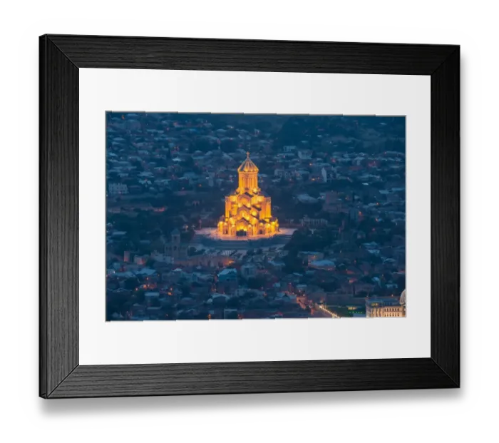 Framed Print : View of Sameba church from the hill in Tbilisi, Georgia Framed Print : View of Sameba church from the hill in Tbilisi, Georgia
