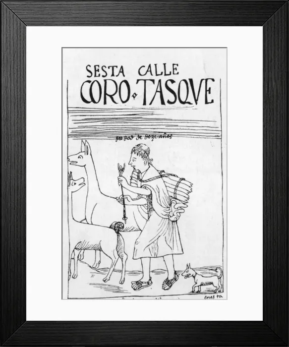 Framed Print : Incan Man With Llamas Framed Print : Incan Man With Llamas