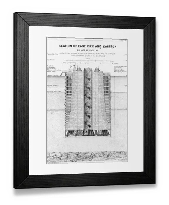 Framed Print : Blueprint of Brooklyn Bridge