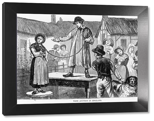 Auction. An Engraving of a Wife Auction in England, circa 1880