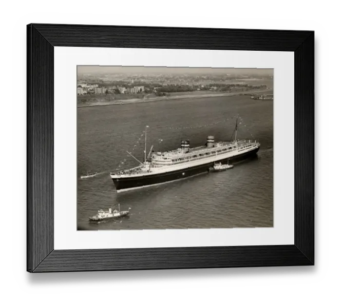 Framed Print : Ocean liner with tug boats Framed Print : Ocean liner with tug boats