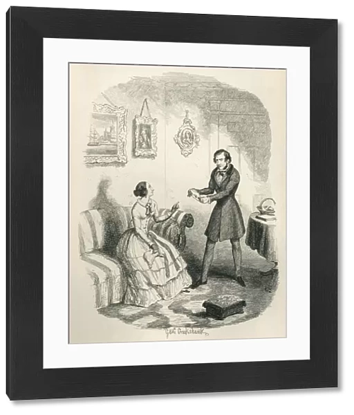Victorian man and woman discussing a letter