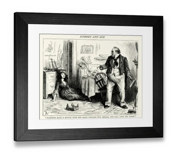 Framed Print : Charles Dickens - Dombey and Son, Florance fell Framed Print : Charles Dickens - Dombey and Son, Florance fell