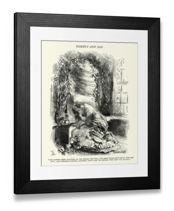 Framed Print : Dickenss Dombey and Son flowers were scattered on the ground Framed Print : Dickenss Dombey and Son flowers were scattered on the ground