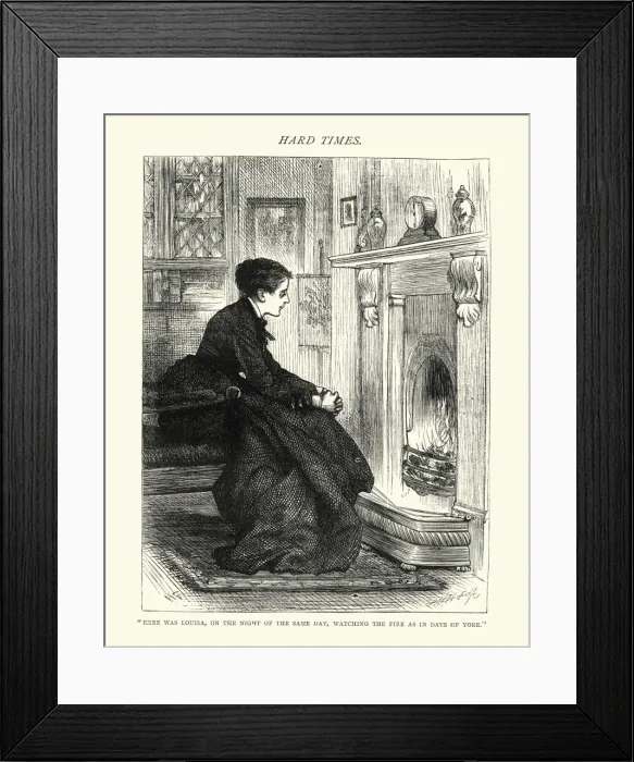 Framed Print : Dickenss Hard Times - Watching The Fire Framed Print : Dickenss Hard Times - Watching The Fire