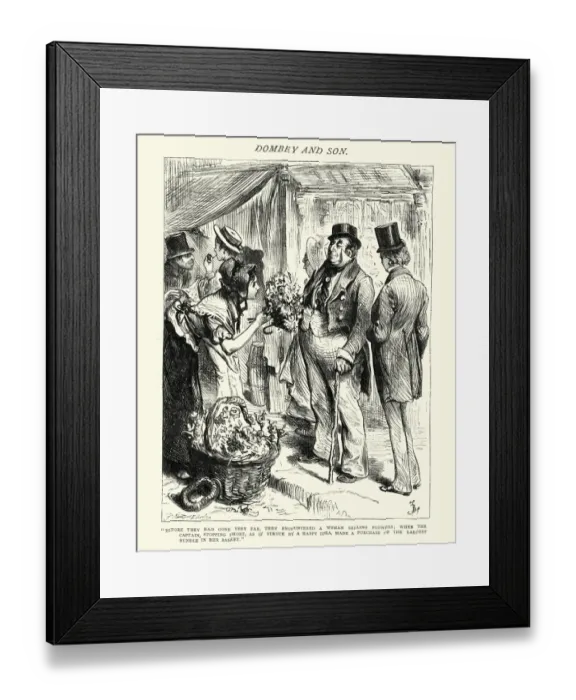 Framed Print : Dickenss Dombey and Son - a woman selling flowers Framed Print : Dickenss Dombey and Son - a woman selling flowers