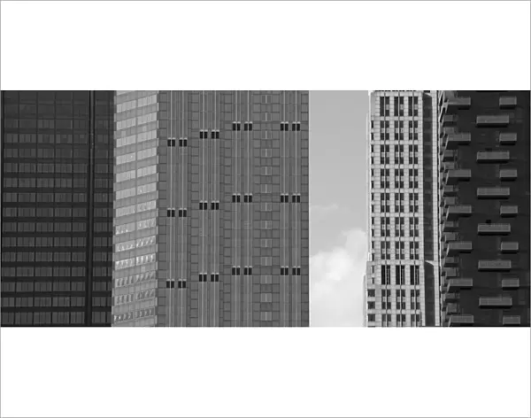 architecture, black and white, building, chicago, city, cloud, day, highrise, horizontal
