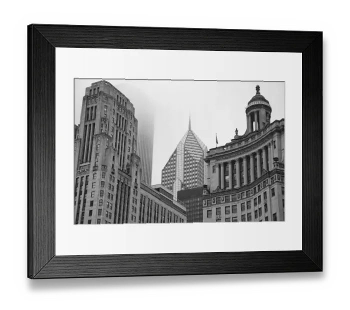 Framed Print : architecture, black and white, building, chicago, city, cityscape, day, fog, highrise Framed Print : architecture, black and white, building, chicago, city, cityscape, day, fog, highrise