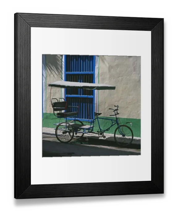 Framed Print : bicycle, cuba, cycle taxi, day, havana, nobody, old-fashioned, outdoor, parked, road Framed Print : bicycle, cuba, cycle taxi, day, havana, nobody, old-fashioned, outdoor, parked, road
