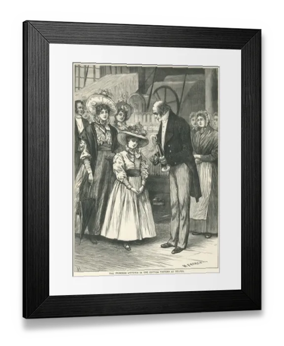 Framed Print : The young Princess Victoria in the cotton factory in Belper, Derbyshire Framed Print : The young Princess Victoria in the cotton factory in Belper, Derbyshire