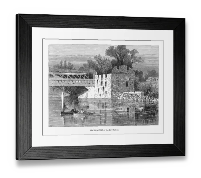 Framed Print : Old Grist Mill of the Revolution, Brandywine River, Rockland, Delaware, United States, American Victorian Engraving, 1872 Framed Print : Old Grist Mill of the Revolution, Brandywine River, Rockland, Delaware, United States, American Victorian Engraving, 1872