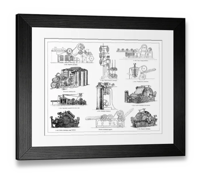 Framed Print : Cotton industry, thread machines Framed Print : Cotton industry, thread machines