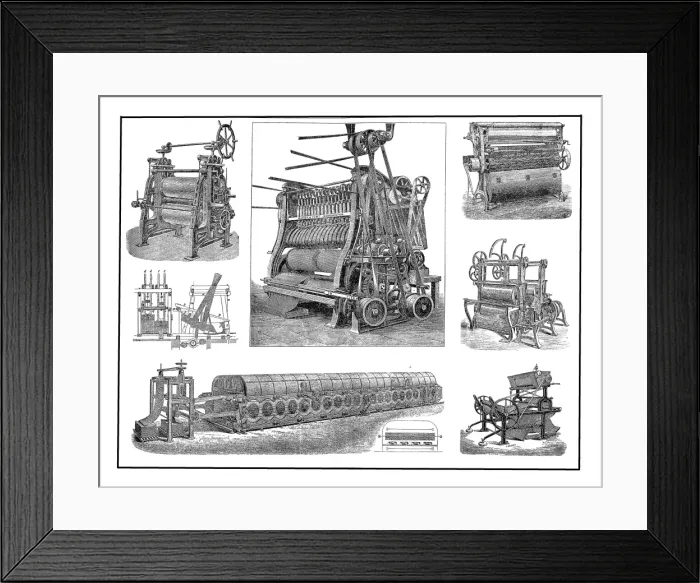 Framed Print : Textile industry, grinding machines Framed Print : Textile industry, grinding machines