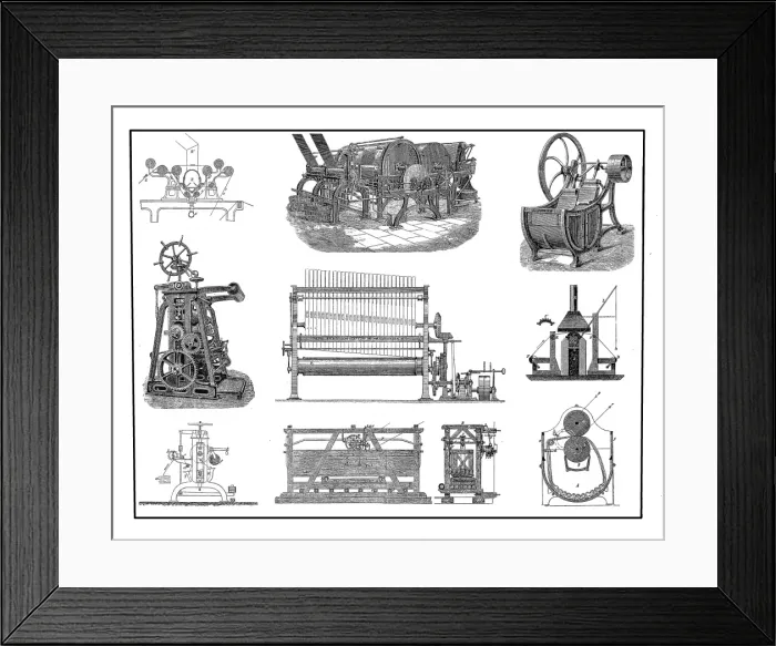 Framed Print : Textile industry, grinding machines Framed Print : Textile industry, grinding machines