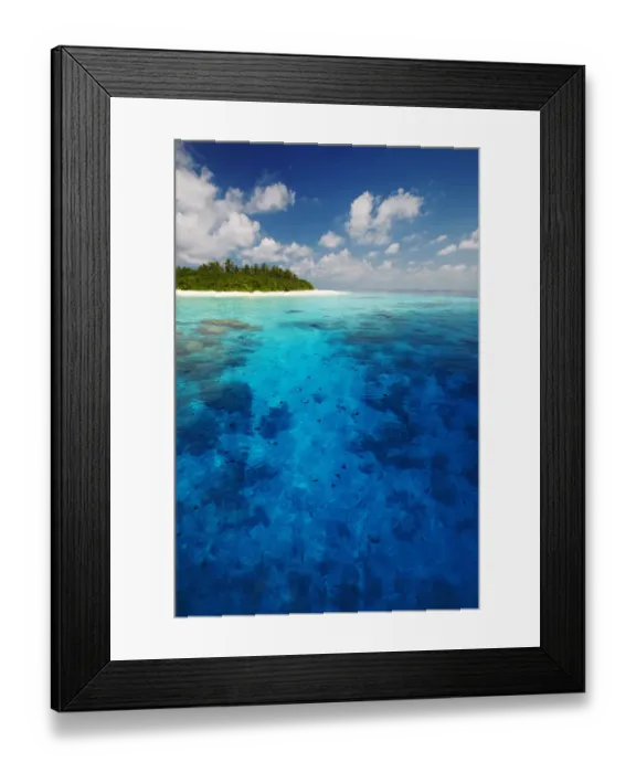 Framed Print : Tropical island and lagoon, maldives