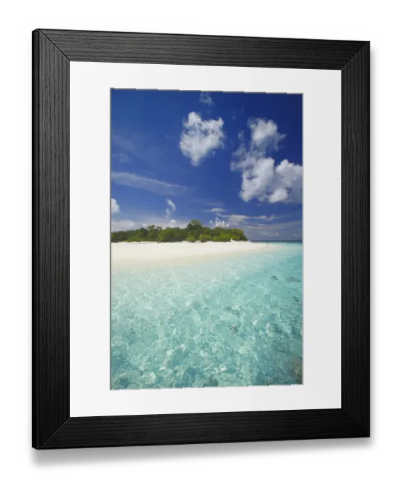 Framed Print : Tropical island surrounded by lagoon, Maldives, In Framed Print : Tropical island surrounded by lagoon, Maldives, In