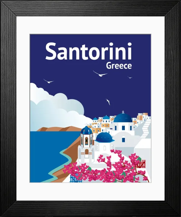 Framed Print : Santorini. Vector Santorini Framed Print : Santorini. Vector Santorini
