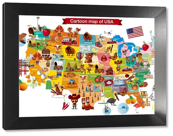 Cartoon map of USA
