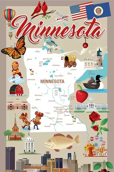 Cartoon map of MINNESOTA