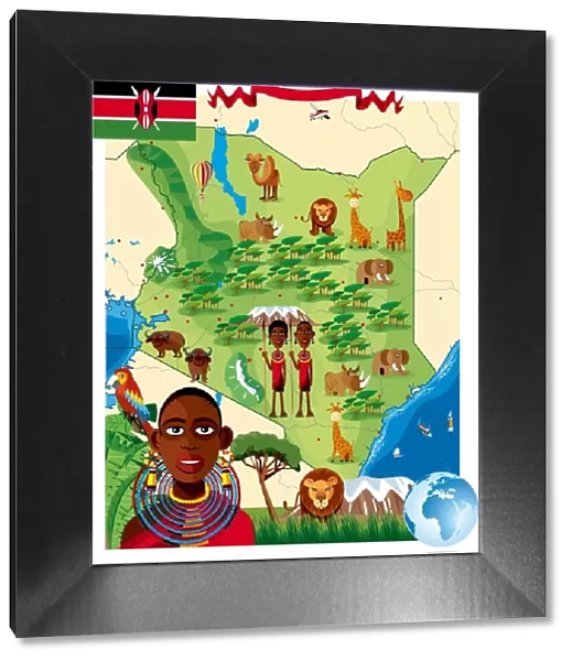 Cartoon map of Kenya