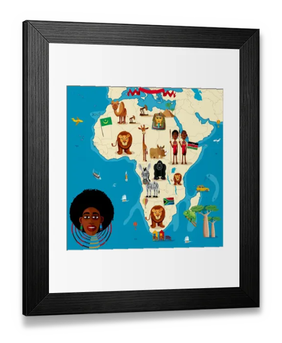 Framed Print : Cartoon map of Africa