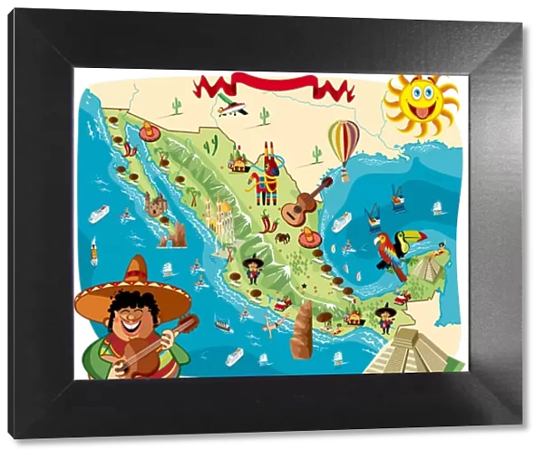 Cartoon map of Mexico