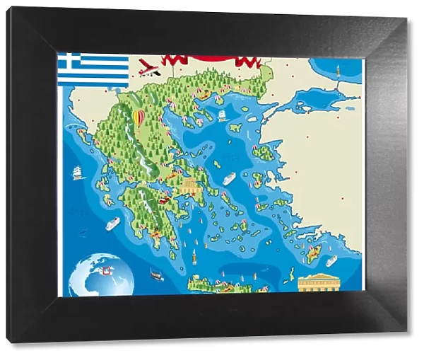 Cartoon map of Greece